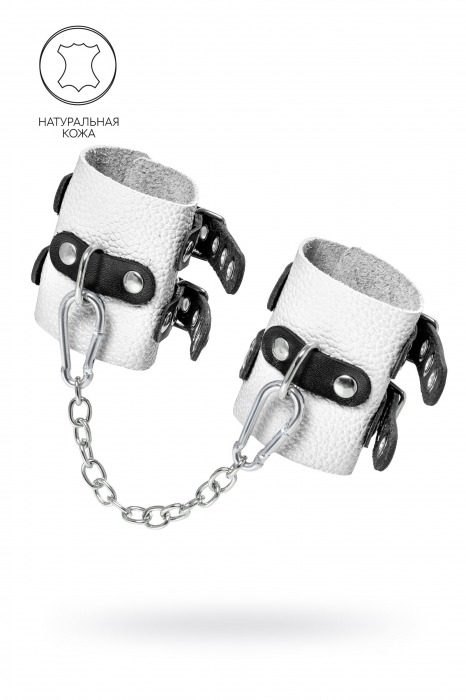 Бело-черные наручники с двумя ремешками и люверсами - Pecado - купить с доставкой в Камышине