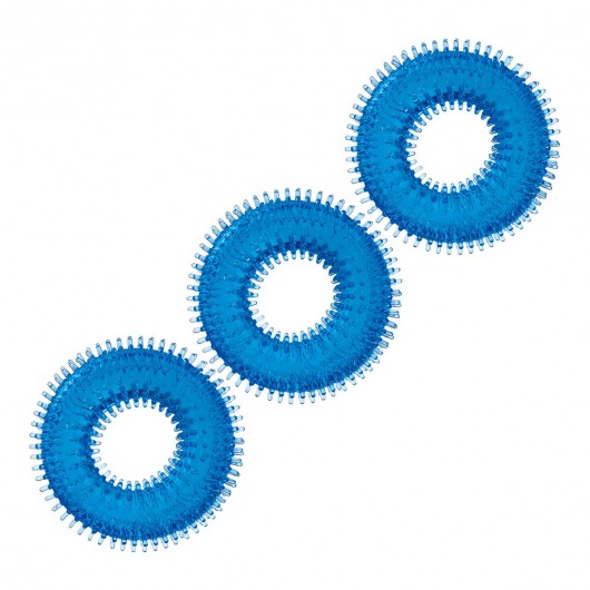 Комплект из трех голубых колец для эрекции 3-Pack Ultra-Stim Stretch Cock Rings - BlueLine - в Камышине купить с доставкой