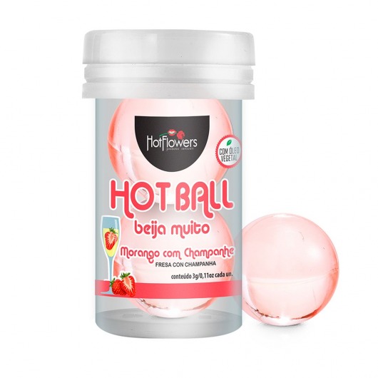 Лубрикант на масляной основе Hot Ball Beija Muito с ароматом клубники и шампанского (2 шарика по 3 гр.) - HotFlowers - купить с доставкой в Камышине