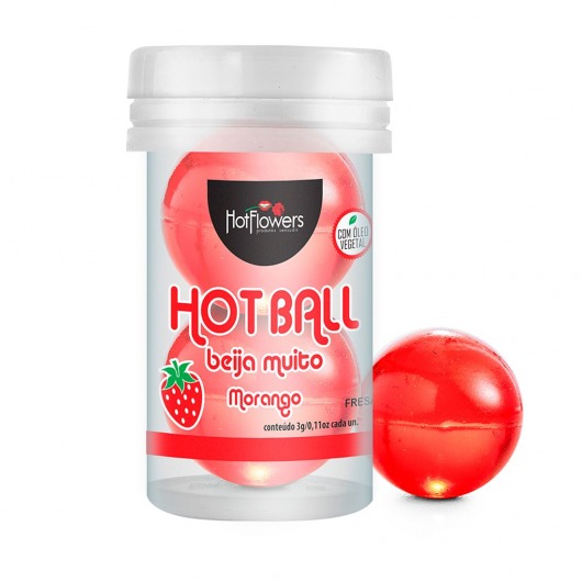 Лубрикант на масляной основе Hot Ball Beija Muito с ароматом клубники (2 шарика по 3 гр.) - HotFlowers - купить с доставкой в Камышине