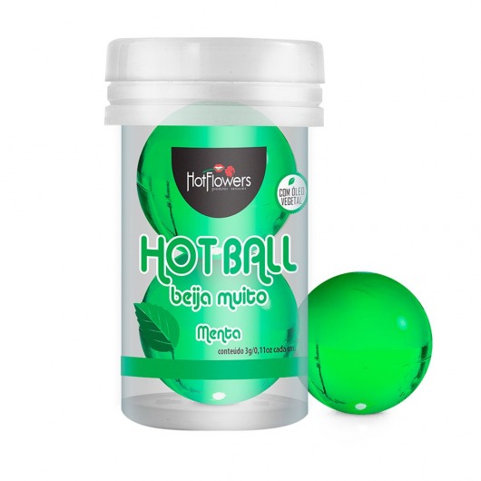 Лубрикант на масляной основе Hot Ball Beija Muito с ароматом мяты (2 шарика по 3 гр.) - HotFlowers - купить с доставкой в Камышине