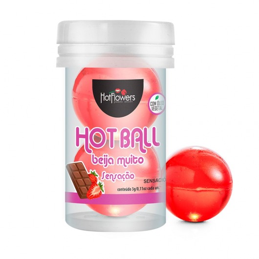 Лубрикант на масляной основе Hot Ball Beija Muito с ароматом шоколада и клубники (2 шарика по 3 гр.) - HotFlowers - купить с доставкой в Камышине