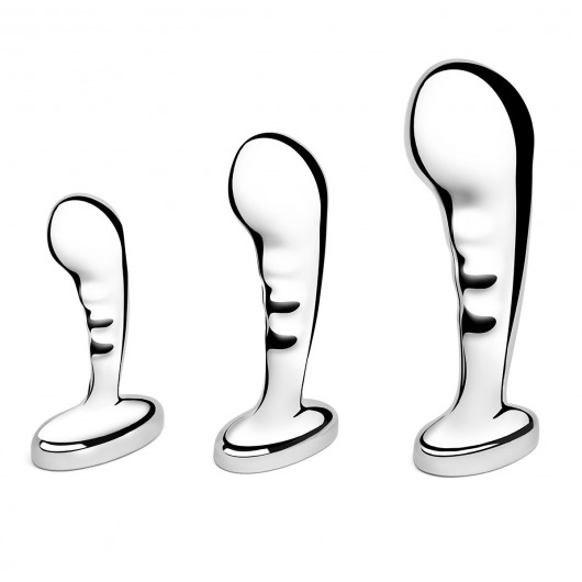 Набор из 3 стальных стимуляторов простаты Stainless Steel P-spot Training Set - b-Vibe - в Камышине купить с доставкой