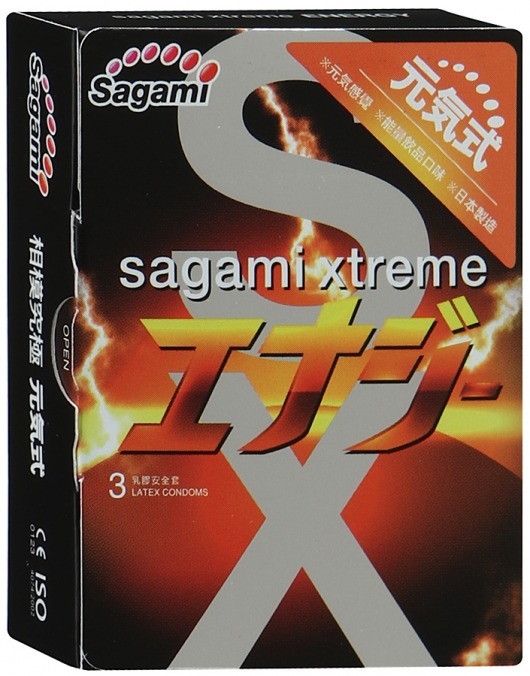 Презервативы Sagami Xtreme ENERGY с ароматом энергетика - 3 шт. - Sagami - купить с доставкой в Камышине