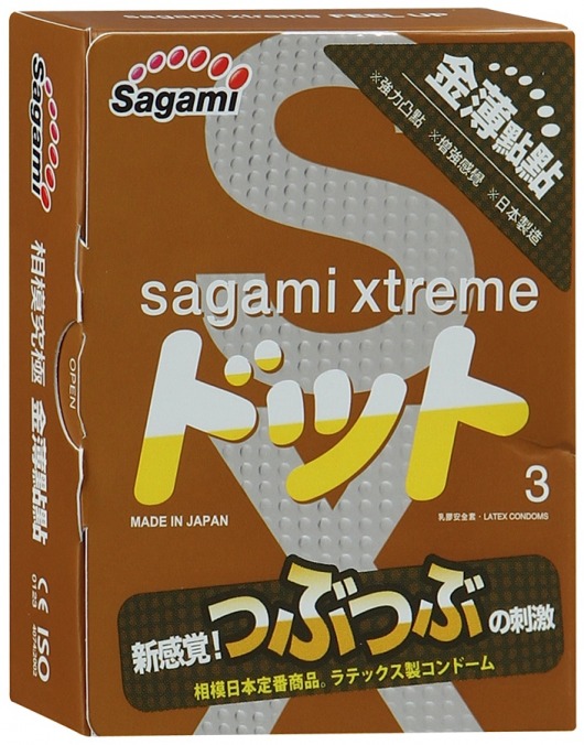 Презервативы Sagami Xtreme FEEL UP с точечной текстурой и линиями прилегания - 3 шт. - Sagami - купить с доставкой в Камышине