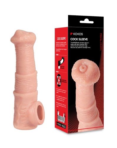 Телесная фантазийная насадка на член Cock Sleeve Size M - KOKOS - в Камышине купить с доставкой