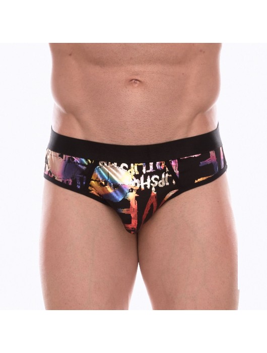 Черные трусы-джоки с разноцветным блестящим принтом - Don Moris купить с доставкой
