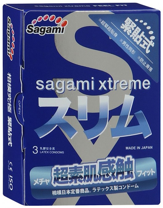 Розовые презервативы Sagami Xtreme FEEL FIT 3D - 3 шт. - Sagami - купить с доставкой в Камышине