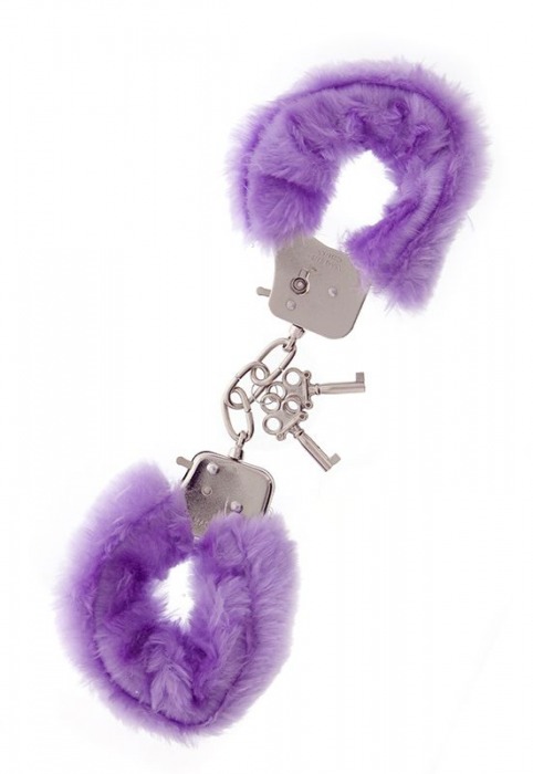 Фиолетовые меховые наручники METAL HANDCUFF WITH PLUSH LAVENDER - Dream Toys - купить с доставкой в Камышине