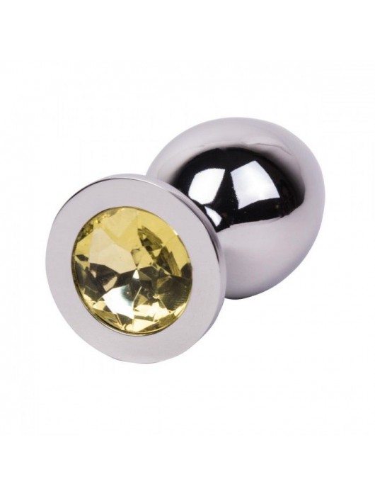 Большой стальной плаг с желтым кристаллом Sweet Lemon - 9,5 см. - Erotic Fantasy - купить с доставкой в Камышине