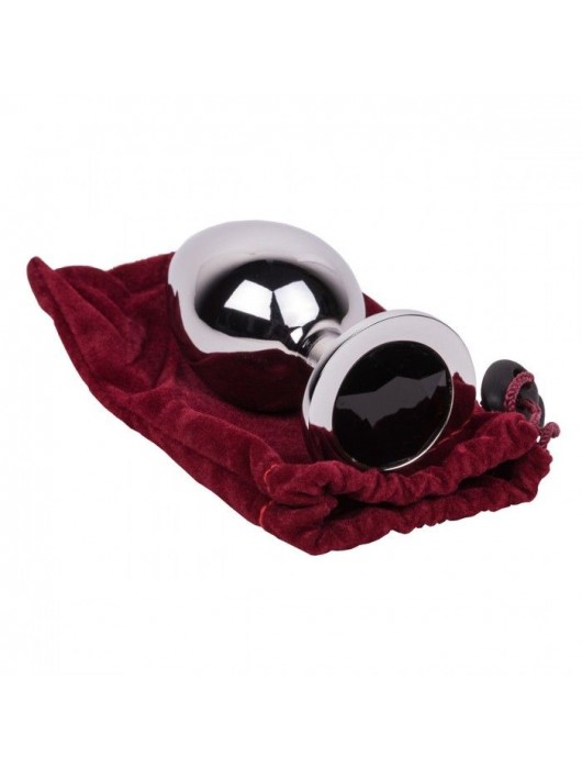 Большой стальной плаг с черным кристаллом Black Rave - 9,5 см. - Erotic Fantasy - купить с доставкой в Камышине