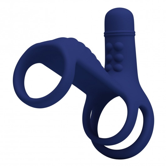 Синяя вибронасадка на пенис Vibrating Penis Sling - Baile - в Камышине купить с доставкой