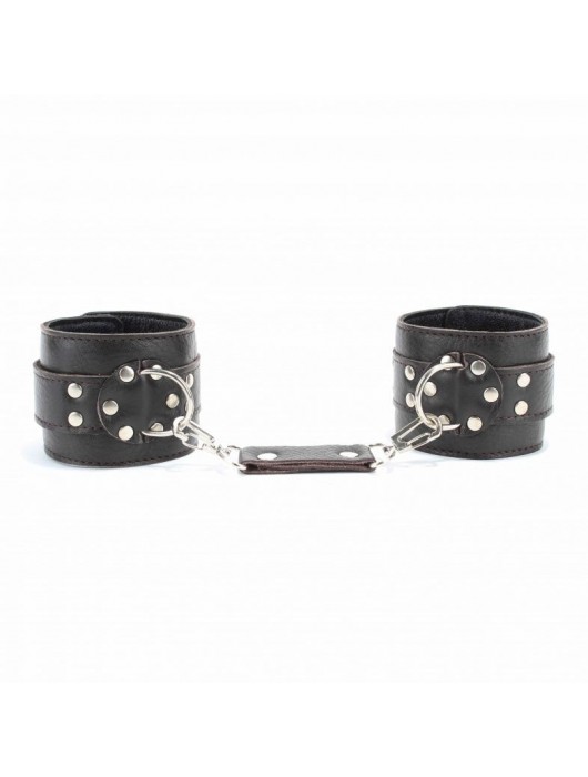 Коричневые оковы из мягкой кожи на металлической цепочке - БДСМ Арсенал - купить с доставкой в Камышине