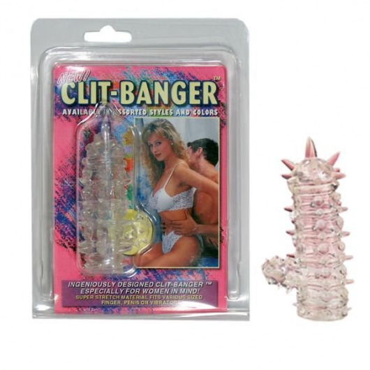 Прозрачная насадка с шипами и клиторальной шишечкой CLIT-BANGER SLEEVE IN CLEAR - Tonga - в Камышине купить с доставкой