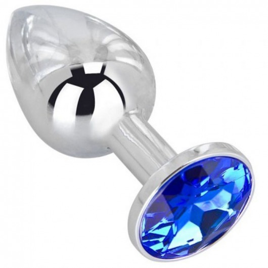 Анальное украшение BUTT PLUG  Small с синим кристаллом - 7 см. - Anal Jewelry Plug - купить с доставкой в Камышине