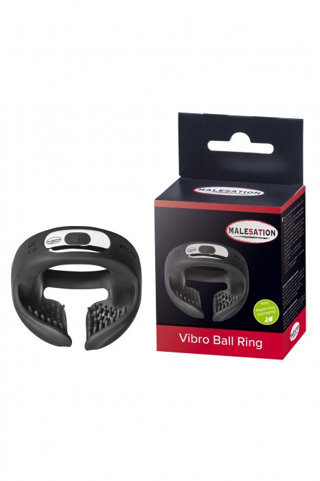 Черное эрекционное виброкольцо для пениса и мошонки Vibro Ball Ring - MALESATION - в Камышине купить с доставкой