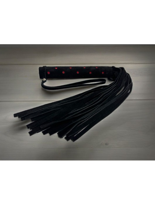 Черная замшевая плеть с красными точками на рукояти Red dot Princess - 43 см. - БДСМ Арсенал - купить с доставкой в Камышине