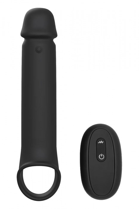 Черная насадка-удлинитель с вибрацией Vibrating Extender With Remote - Dream Toys - в Камышине купить с доставкой