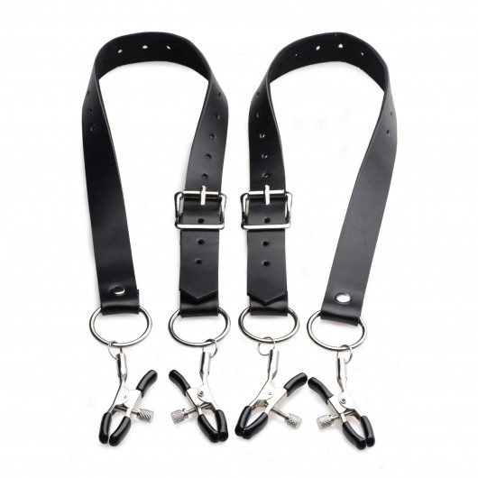 Ремни с зажимами для половых губ Spread Labia Spreader Straps with Clamps - XR Brands - купить с доставкой в Камышине