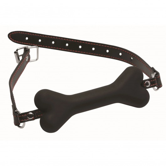 Черный кляп в форме косточки Hound Adjustable Dog Bone Gag - XR Brands - купить с доставкой в Камышине