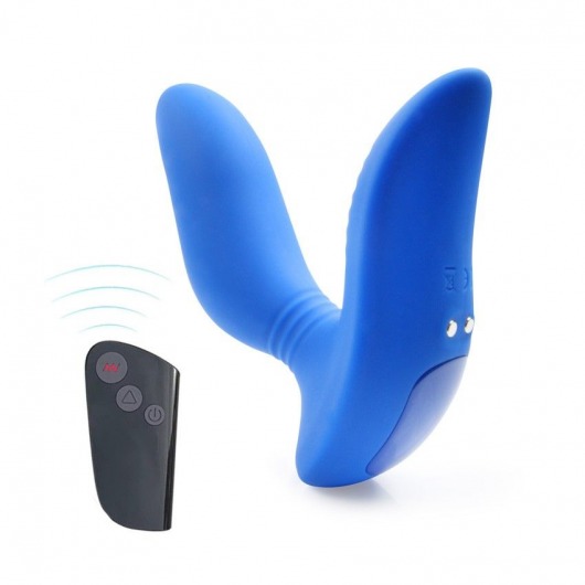 Синий вибромассажер простаты 3,5’’ Remote Control Curve P-spot Massager - 12 см. - Erokay - в Камышине купить с доставкой