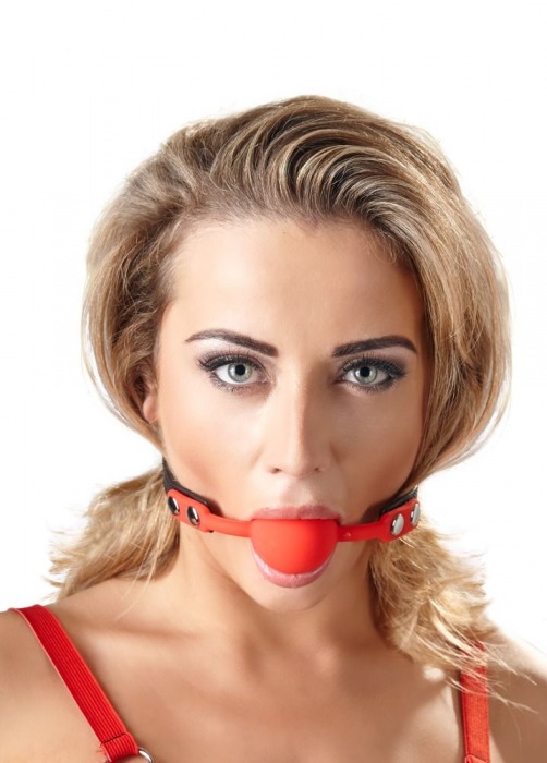 Силиконовый кляп-шар на чёрных ремешках Red Gag silicone - Orion - купить с доставкой в Камышине