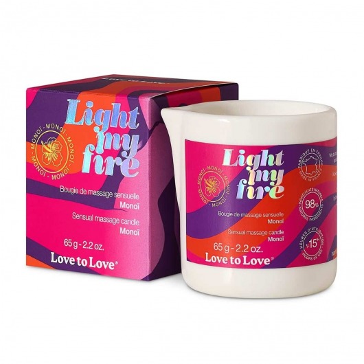 Массажная свеча Light My Fire с ароматом моной - 80 мл. - Love to Love - купить с доставкой в Камышине