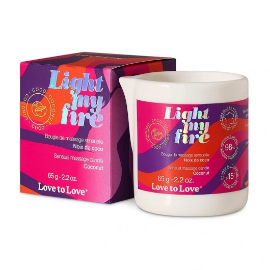 Массажная свеча Light My Fire Coconut с ароматом кокоса - 65 гр. - Love to Love - купить с доставкой в Камышине