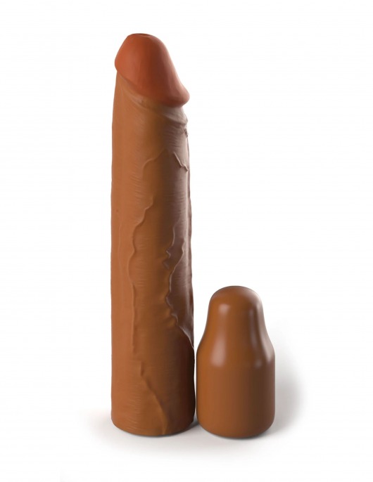 Коричневая насадка на член 2  Silicone X-tension - 20,3 см. - Pipedream - в Камышине купить с доставкой