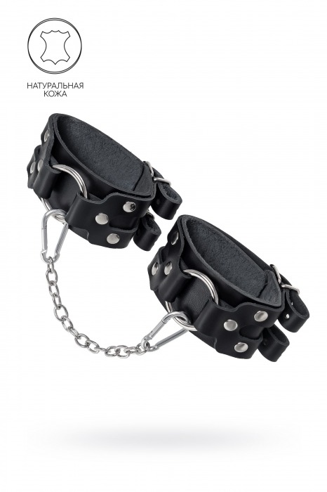 Черные кожаные оковы с двумя ремешками - Pecado - купить с доставкой в Камышине