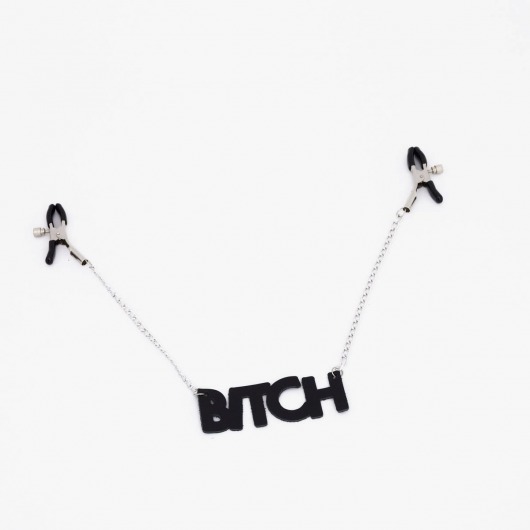 Зажимы на соски с кожаной подвеской Bitch - Crazy Handmade - купить с доставкой в Камышине