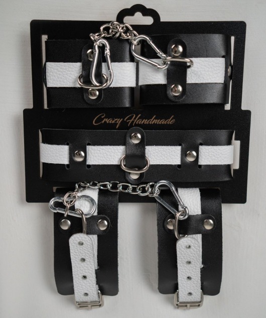 Набор фиксаторов из черной и белой натуральной кожи - Crazy Handmade - купить с доставкой в Камышине