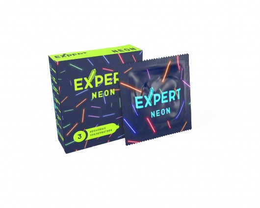 Светящиеся в темноте презервативы Expert Neon - 3 шт. - Expert - купить с доставкой в Камышине