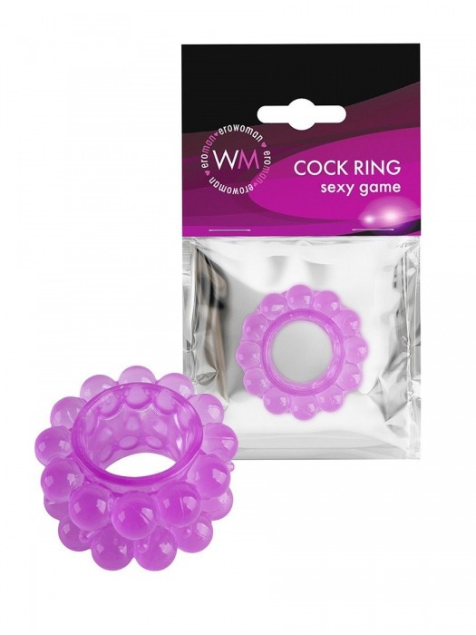 Лиловое эрекционное кольцо с 2 рядами стимулирующих шариков - Erowoman-Eroman - в Камышине купить с доставкой