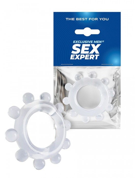 Прозрачное эрекционное кольцо со стимулирующими шариками - Sex Expert - в Камышине купить с доставкой