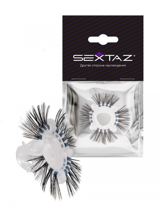 Эластичное эрекционное кольцо с черными «ресничками» - Sextaz - в Камышине купить с доставкой