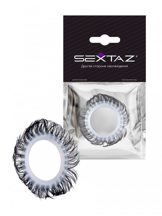 Эластичное эрекционное колечко с черными «ресничками» - Sextaz - в Камышине купить с доставкой