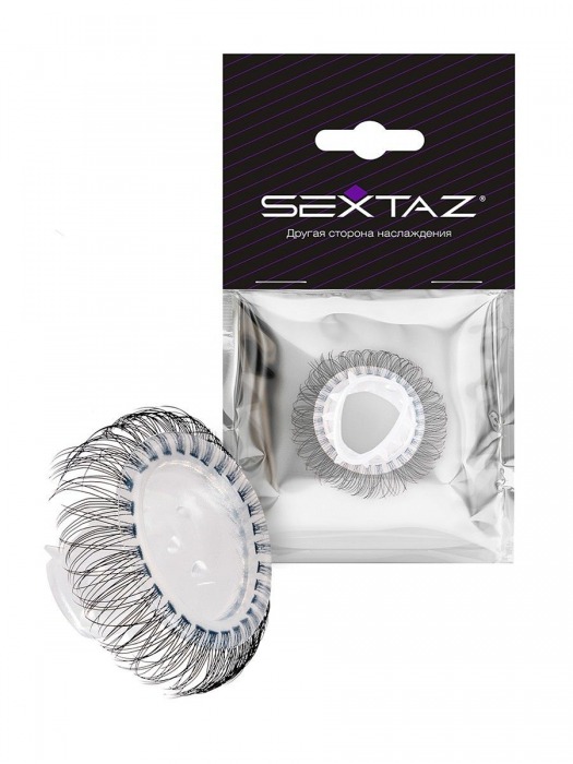 Эластичное эрекционное кольцо с длинными черными «ресничками» - Sextaz - в Камышине купить с доставкой