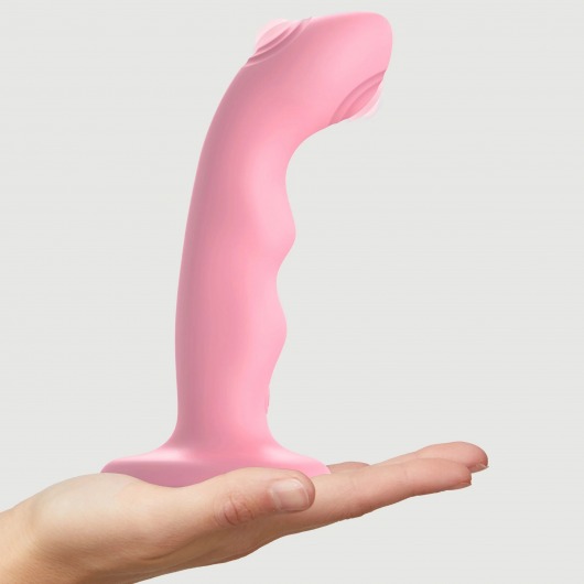 Розовая насадка-стимулятор Strap-On-Me Tapping Dildo Wave - Strap-on-me - купить с доставкой в Камышине
