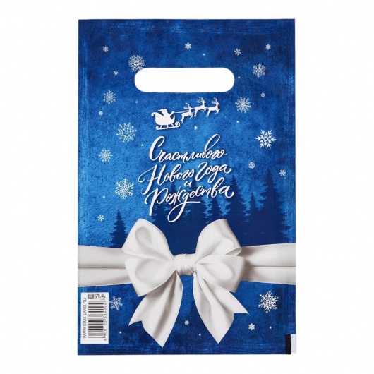 Сине-белый подарочный новогодний пакет с вырубной ручкой (20х30 см) - Сима-Ленд - купить с доставкой в Камышине
