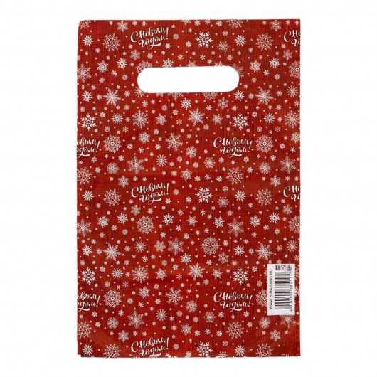 Красный подарочный новогодний пакет с вырубной ручкой (20х30 см) - Сима-Ленд - купить с доставкой в Камышине