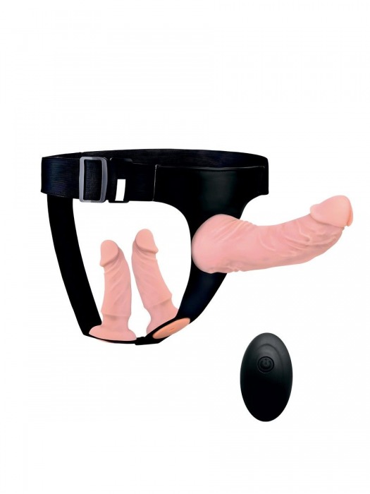 Женский страпон с 3 насадками и вибрацией - Erowoman-Eroman - купить с доставкой в Камышине