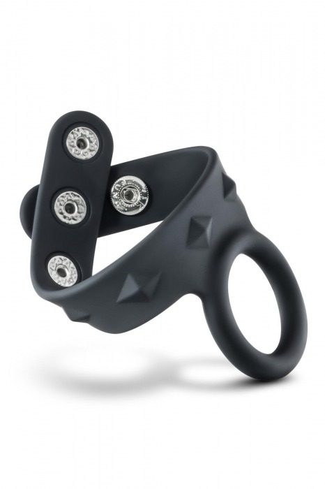 Черное эрекционное кольцо с подхватом мошонки на кнопках VS6 - Blush Novelties - в Камышине купить с доставкой