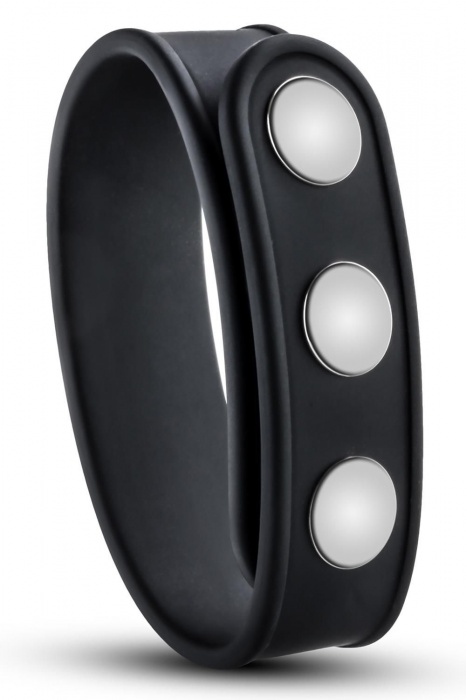 Черное эрекционное кольцо на кнопках - Blush Novelties - в Камышине купить с доставкой