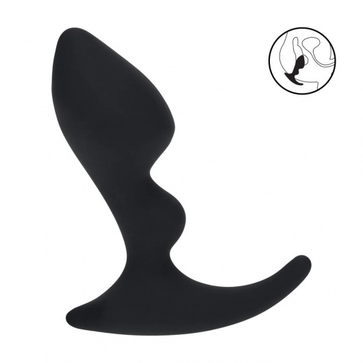 Черная анальная пробка для массажа простаты Double Ripple Silicone Prostate Massager - Shots Media BV - в Камышине купить с доставкой