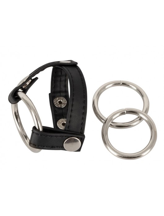 Подхват для мошонки с 3 съемными эрекционными кольцами Leder-Riemen - Orion - в Камышине купить с доставкой