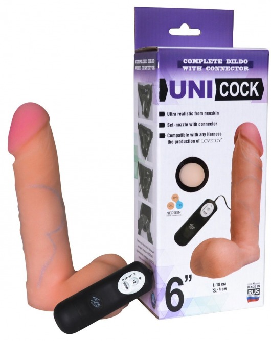 Фаллическая насадка Харнесс UNICOCK 6  с вибрацией - 18 см. - LOVETOY (А-Полимер) - купить с доставкой в Камышине