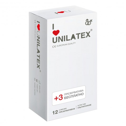 Ультратонкие презервативы Unilatex Ultra Thin - 12 шт. + 3 шт. в подарок - Unilatex - купить с доставкой в Камышине