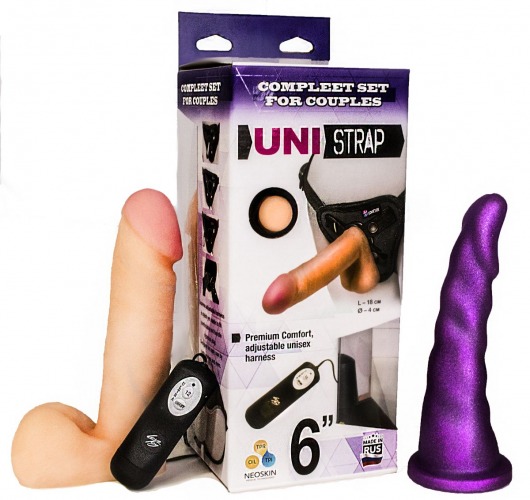 Вибрострапон с двумя насадками UniStrap - 18 и 18 см. - LOVETOY (А-Полимер) - купить с доставкой в Камышине