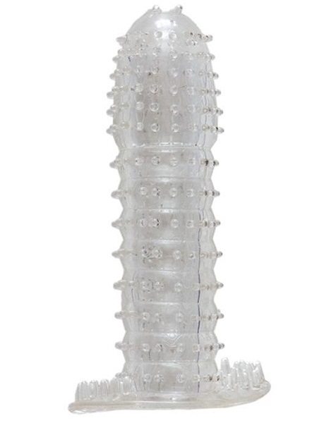 Гелевая прозрачная насадка c шипами - 12 см. - Toyfa Basic - в Камышине купить с доставкой